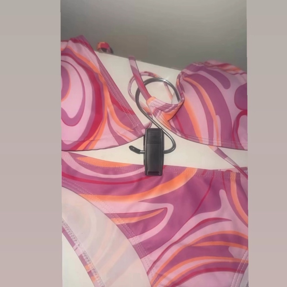 SHEIN Pink and Orange Swirl Bikini